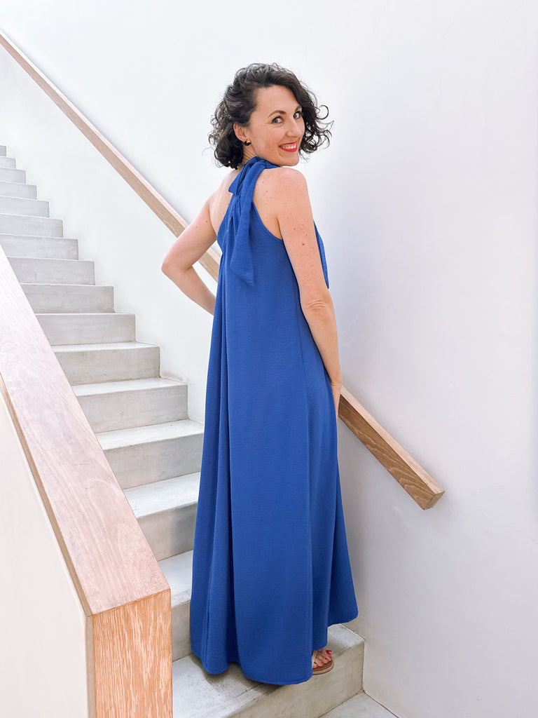 One Shoulder Maxi Dress in Cobalt Blue