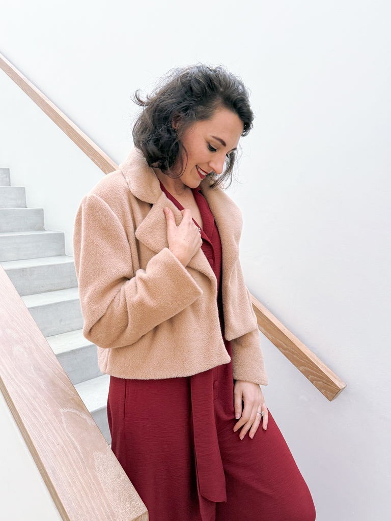 Faux Munro Fur Jacket - Caramel