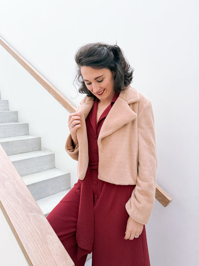 Faux Munro Fur Jacket - Caramel