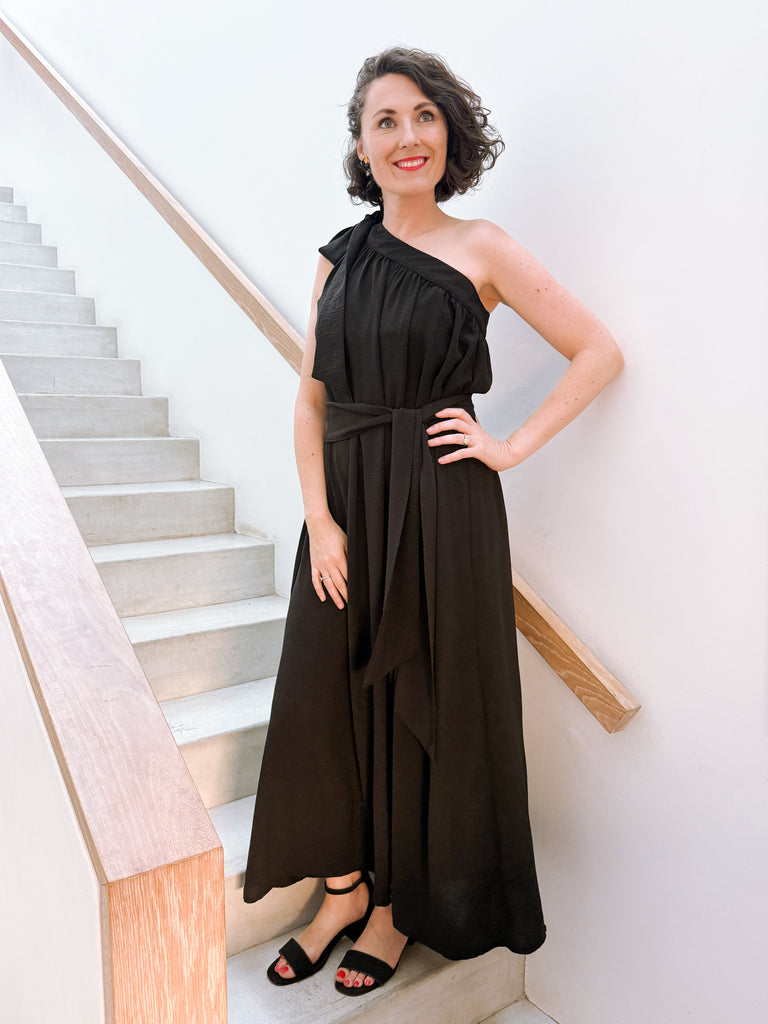 One Shoulder Maxi Dress in Black