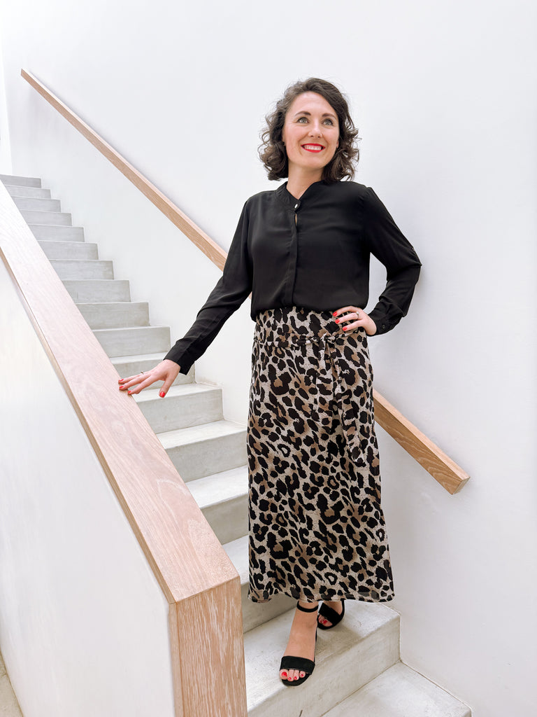 Midi Skirt in Leopard Chiffon