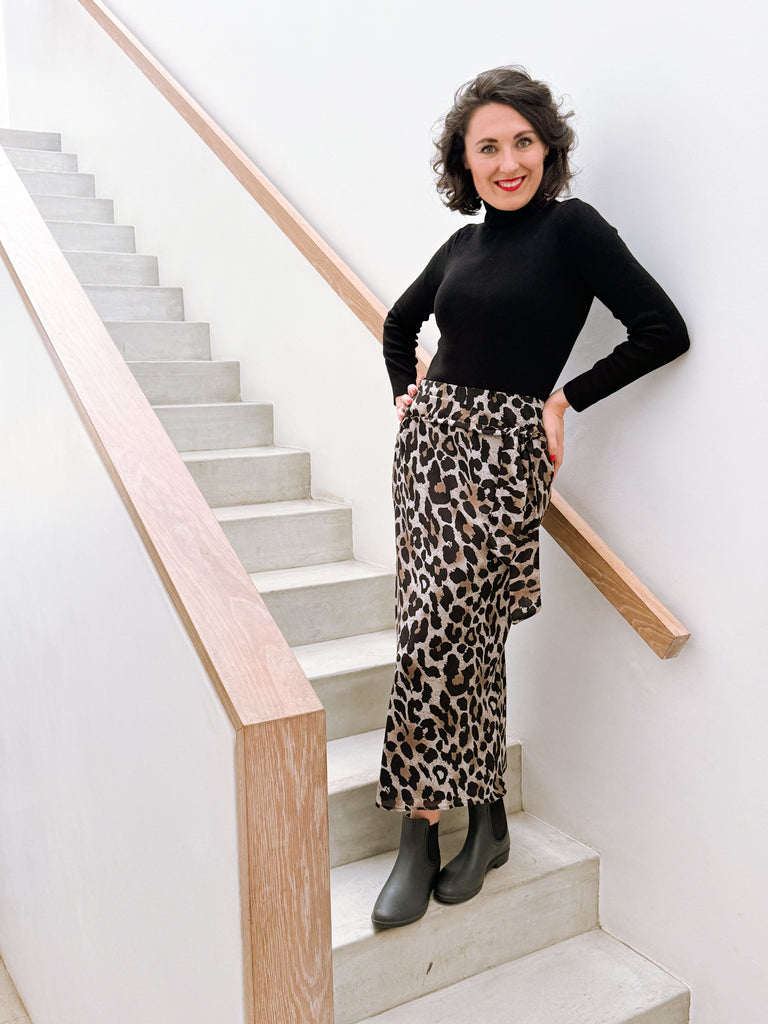 Midi Skirt in Leopard Chiffon