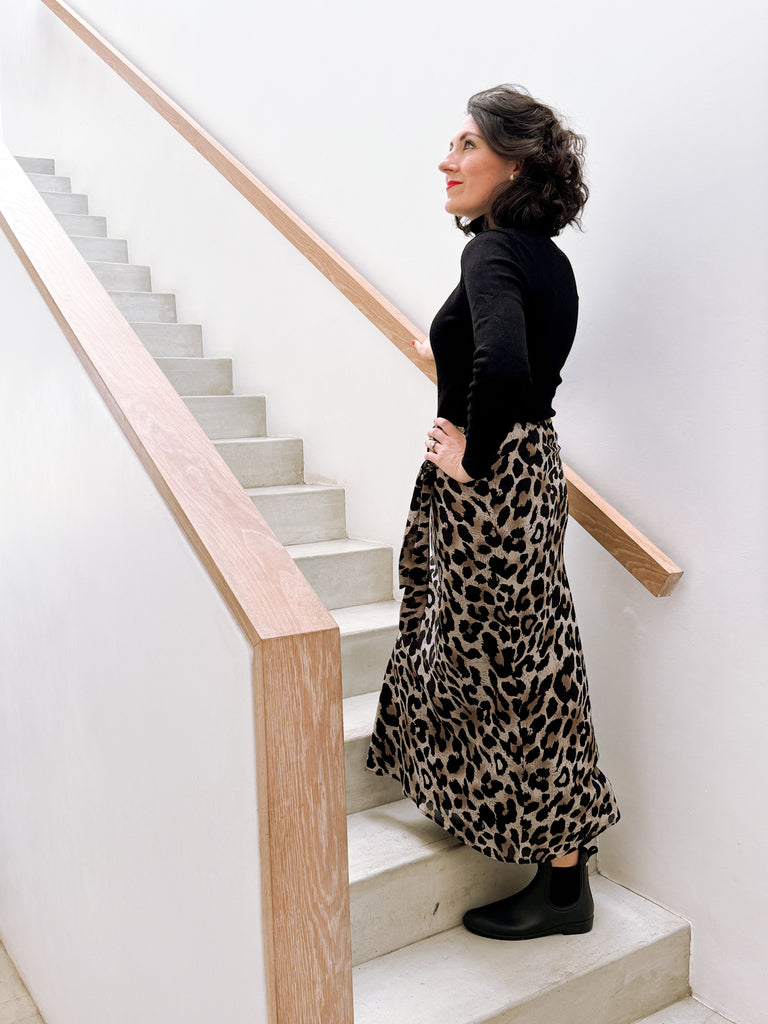 Midi Skirt in Leopard Chiffon