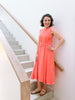 Folded Dress in Bright Coral