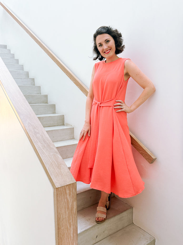 Folded Dress in Bright Coral LORAINEROUX Collection Folded Dress in Bright Coral LORAINEROUX Collection