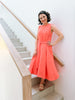 Folded Dress in Bright Coral
