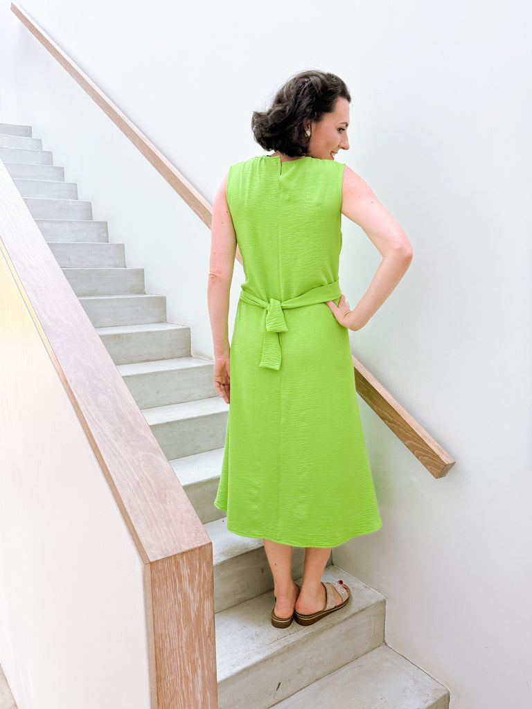 Folded Dress in Bright Green
