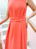 Folded Dress in Bright Coral