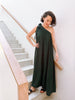 One Shoulder Maxi Dress in Forrest Green