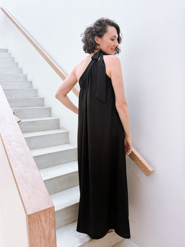One Shoulder Maxi Dress in Black