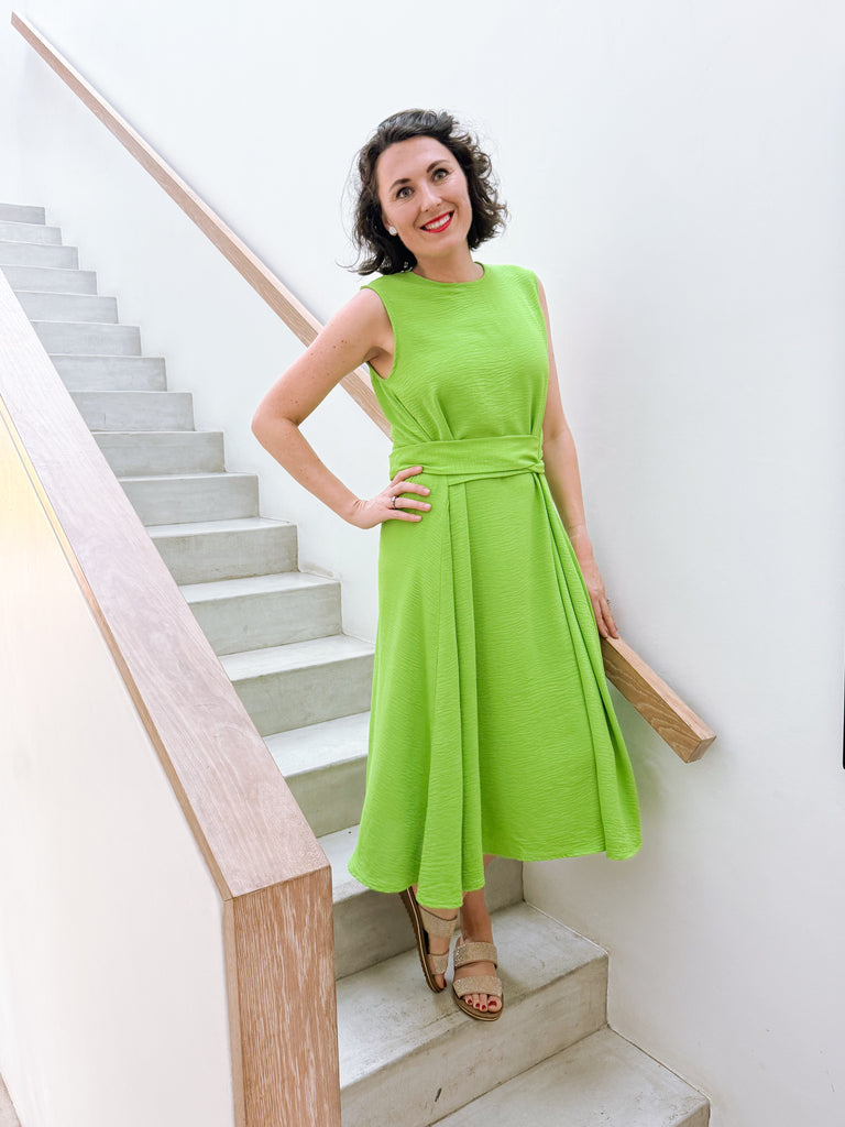 Folded Dress in Bright Green