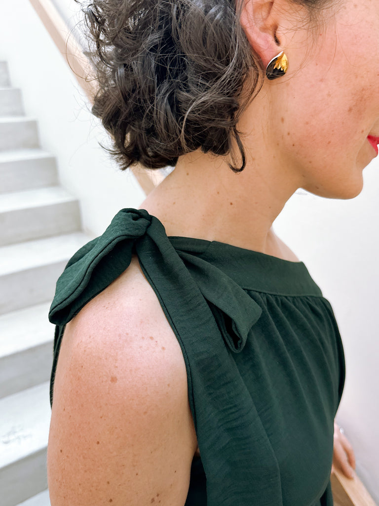 One Shoulder Maxi Dress in Forrest Green